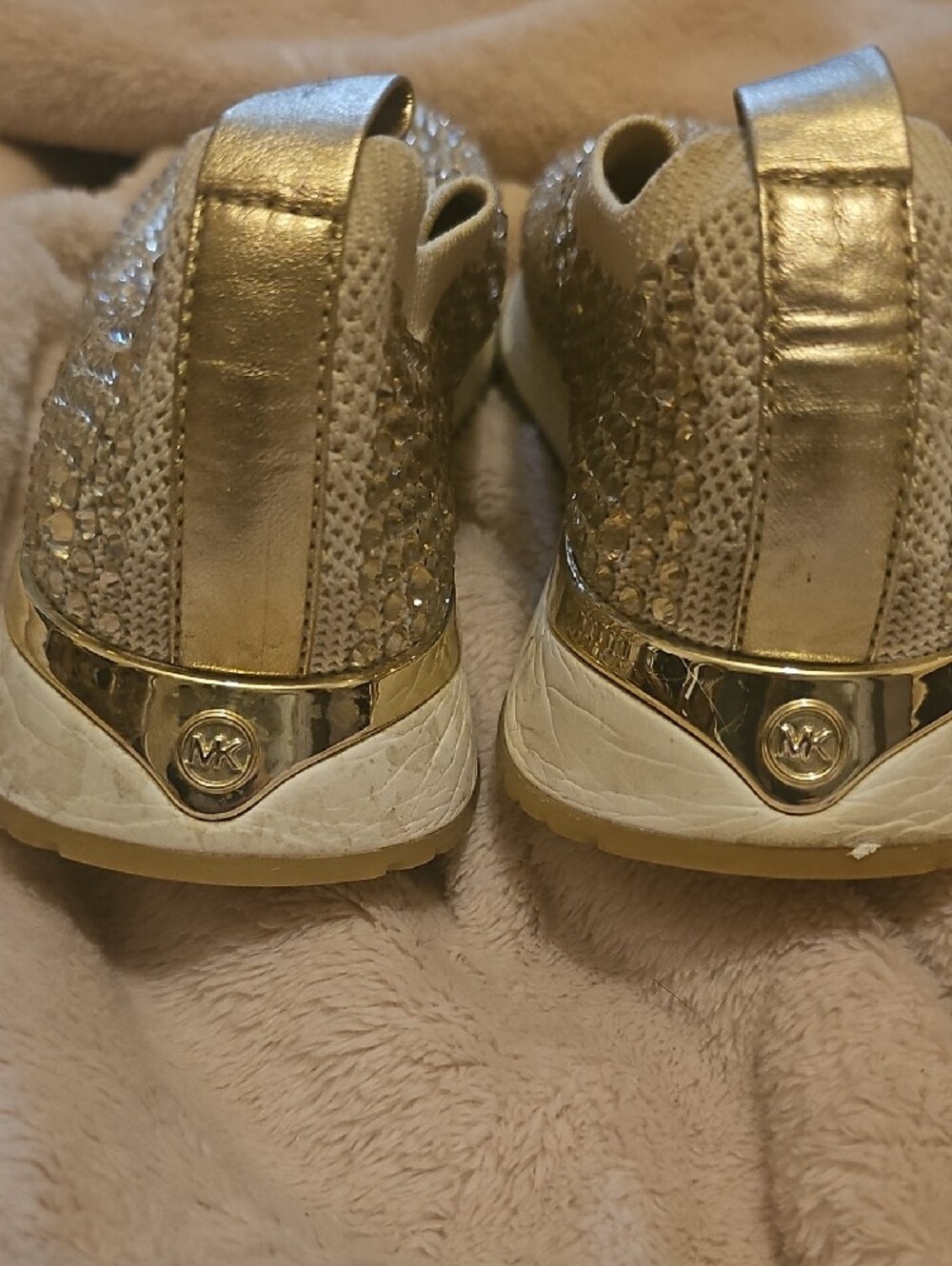 Womens Michael Kors Embellished Slip-On Women's Sneakers in Champagne Sz 9 - Picture 3 of 3